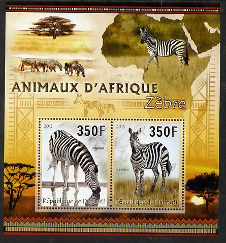 Djibouti 2013 Animals of Africa - Zebras perf sheetlet containing 2 values unmounted mint