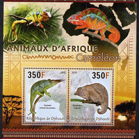 Djibouti 2013 Animals of Africa - Chameleons perf sheetlet containing 2 values unmounted mint