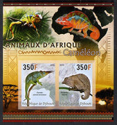 Djibouti 2013 Animals of Africa - Chameleons imperf sheetlet containing 2 values unmounted mint