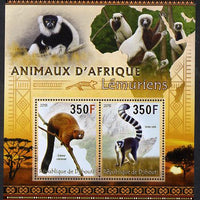 Djibouti 2013 Animals of Africa - Lemurs perf sheetlet containing 2 values unmounted mint