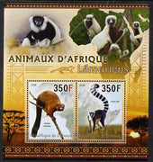 Djibouti 2013 Animals of Africa - Lemurs perf sheetlet containing 2 values unmounted mint