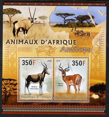Djibouti 2013 Animals of Africa - Antelopes perf sheetlet containing 2 values unmounted mint