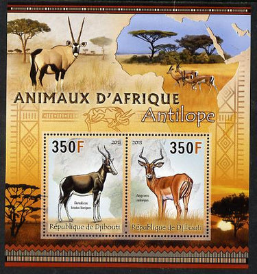 Djibouti 2013 Animals of Africa - Antelopes perf sheetlet containing 2 values unmounted mint