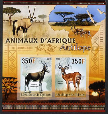 Djibouti 2013 Animals of Africa - Antelopes imperf sheetlet containing 2 values unmounted mint
