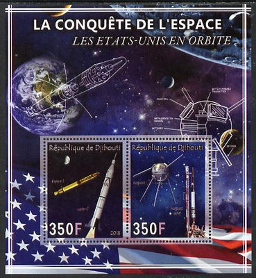 Djibouti 2013 Conquest of Space - Early US Orbits perf sheetlet containing 2 values unmounted mint