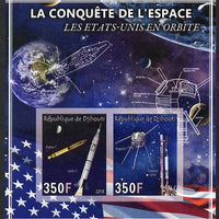 Djibouti 2013 Conquest of Space - Early US Orbits imperf sheetlet containing 2 values unmounted mint