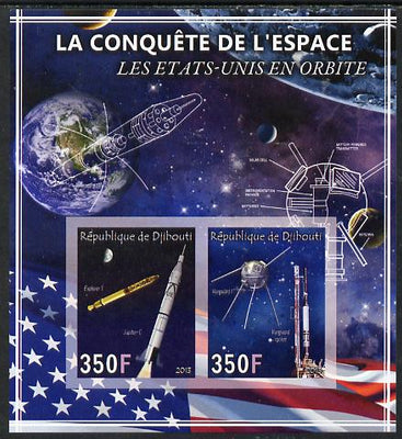 Djibouti 2013 Conquest of Space - Early US Orbits imperf sheetlet containing 2 values unmounted mint