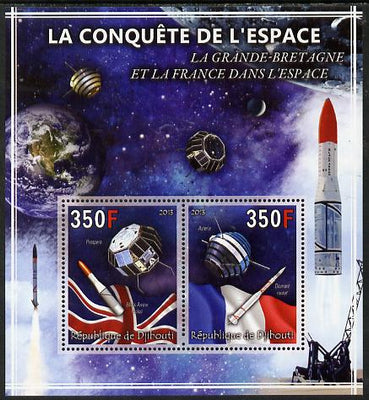 Djibouti 2013 Conquest of Space - Great Britain & France in Space perf sheetlet containing 2 values unmounted mint