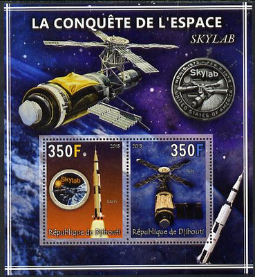 Djibouti 2013 Conquest of Space - Skylab perf sheetlet containing 2 values unmounted mint