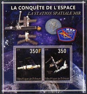 Djibouti 2013 Conquest of Space - Space Station Mir perf sheetlet containing 2 values unmounted mint