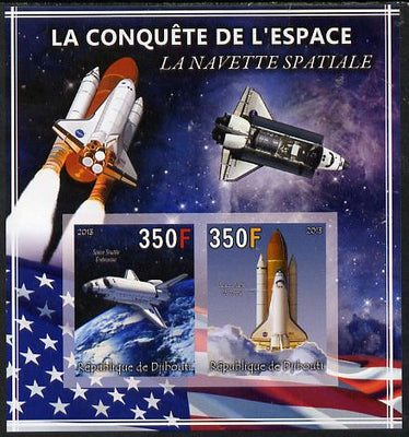 Djibouti 2013 Conquest of Space - Space Shuttle imperf sheetlet containing 2 values unmounted mint