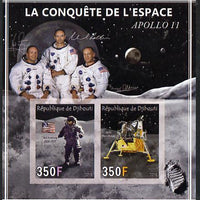 Djibouti 2013 Conquest of Space - Apollo 11 imperf sheetlet containing 2 values unmounted mint