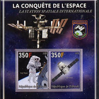 Djibouti 2013 Conquest of Space - International Space Station perf sheetlet containing 2 values unmounted mint