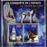 Djibouti 2013 Conquest of Space - Laika Space Dog perf sheetlet containing 2 values unmounted mint