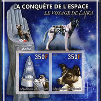 Djibouti 2013 Conquest of Space - Laika Space Dog imperf sheetlet containing 2 values unmounted mint