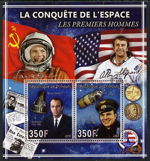 Djibouti 2013 Conquest of Space - First Men in Space perf sheetlet containing 2 values unmounted mint
