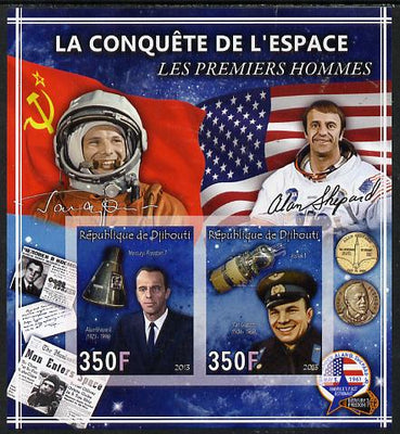 Djibouti 2013 Conquest of Space - First Men in Space imperf sheetlet containing 2 values unmounted mint