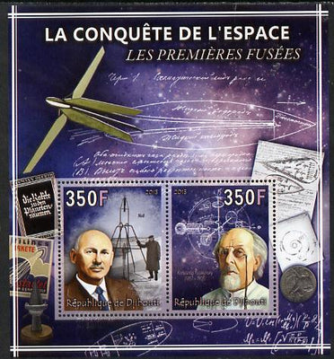 Djibouti 2013 Conquest of Space - First Rockets perf sheetlet containing 2 values unmounted mint