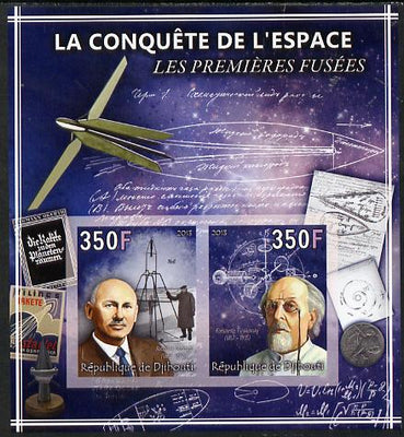 Djibouti 2013 Conquest of Space - First Rockets imperf sheetlet containing 2 values unmounted mint
