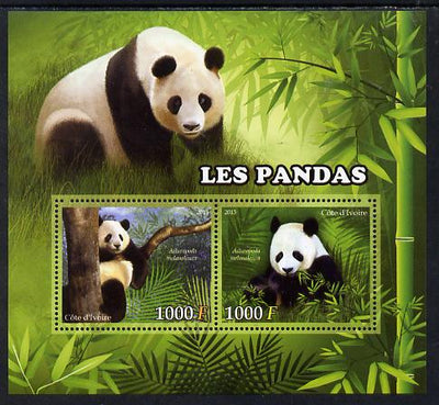 Ivory Coast 2013 Pandas perf sheetlet containing two values unmounted mint