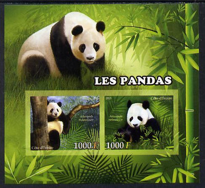 Ivory Coast 2013 Pandas imperf sheetlet containing two values unmounted mint