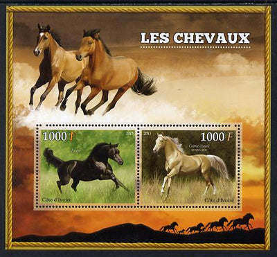Ivory Coast 2013 Horses perf sheetlet containing two values unmounted mint