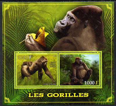 Ivory Coast 2013 Gorillas perf sheetlet containing two values unmounted mint