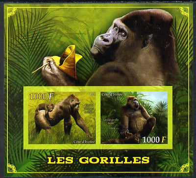 Ivory Coast 2013 Gorillas imperf sheetlet containing two values unmounted mint