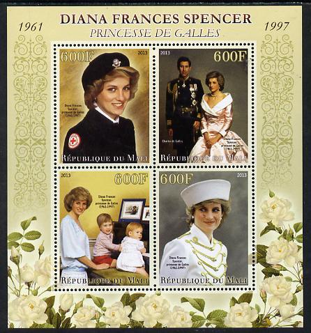 Mali 2013 Princess Diana perf sheetlet containing four values unmounted mint