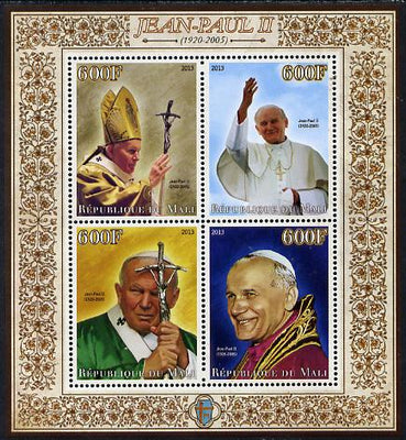 Mali 2013 Pope John Paul II perf sheetlet containing four values unmounted mint
