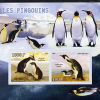 Djibouti 2013 Penguins imperf sheetlet containing two values unmounted mint