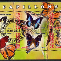 Congo 2013 Butterflies #3 perf sheetlet containing six values fine cto used