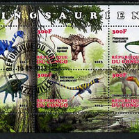 Congo 2013 Dinosaurs #2 perf sheetlet containing six values fine cto used