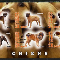 Congo 2013 Dogs #2 imperf sheetlet containing six values unmounted mint