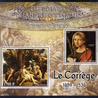 Ivory Coast 2013 Art Masterpieces from the Western World - Renaissance & Mannerism - Correggio perf sheetlet containing 2 values unmounted mint