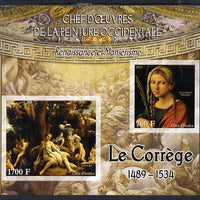 Ivory Coast 2013 Art Masterpieces from the Western World - Renaissance & Mannerism - Correggio imperf sheetlet containing 2 values unmounted mint