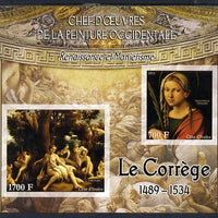 Ivory Coast 2013 Art Masterpieces from the Western World - Renaissance & Mannerism - Correggio imperf sheetlet containing 2 values unmounted mint
