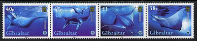Gibraltar 2006 WWF Endangered Species- Giant Devil Ray perf strip of 4 unmounted mint SG 1152a
