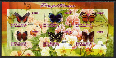 Djibouti 2013 Butterflies #3 imperf sheetlet containing 6 values unmounted mint