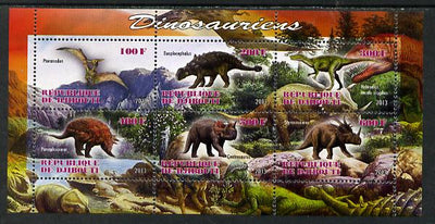 Djibouti 2013 Dinosaurs #2 perf sheetlet containing 6 values unmounted mint