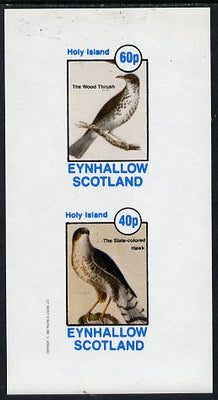 Eynhallow 1982 Birds #13 (Hawk & Thrush) imperf,set of 2 values (40p & 60p) unmounted mint