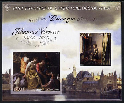 Ivory Coast 2013 Art Masterpieces from the Western World - Baroque Period - Johannes Vermeer imperf sheetlet containing 2 values unmounted mint