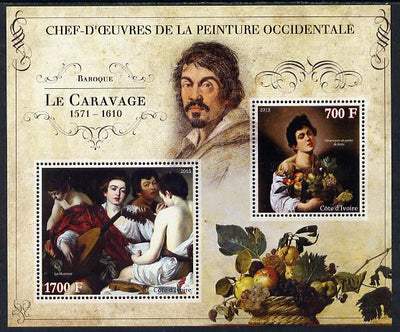 Ivory Coast 2013 Art Masterpieces from the Western World - Baroque Period - Caravaggio perf sheetlet containing 2 values unmounted mint