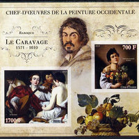Ivory Coast 2013 Art Masterpieces from the Western World - Baroque Period - Caravaggio imperf sheetlet containing 2 values unmounted mint