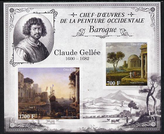 Ivory Coast 2013 Art Masterpieces from the Western World - Baroque Period - Claude Lorrain (Gallee) imperf sheetlet containing 2 values unmounted mint