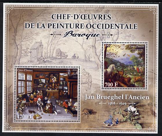 Ivory Coast 2013 Art Masterpieces from the Western World - Baroque Period - Jan Brueghel the Elder perf sheetlet containing 2 values unmounted mint