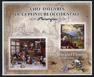 Ivory Coast 2013 Art Masterpieces from the Western World - Baroque Period - Jan Brueghel the Elder imperf sheetlet containing 2 values unmounted mint
