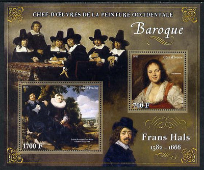 Ivory Coast 2013 Art Masterpieces from the Western World - Baroque Period - Frans Hals perf sheetlet containing 2 values unmounted mint