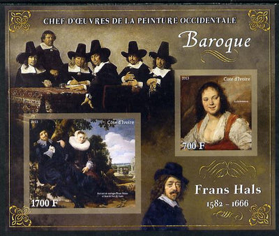 Ivory Coast 2013 Art Masterpieces from the Western World - Baroque Period - Frans Hals imperf sheetlet containing 2 values unmounted mint