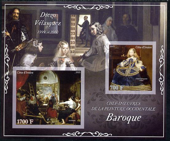 Ivory Coast 2013 Art Masterpieces from the Western World - Baroque Period - Diego Velazquez imperf sheetlet containing 2 values unmounted mint